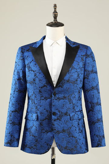 Peak Lapel Jacquard Royal Blue Blazer de soirée des finissants pour hommes